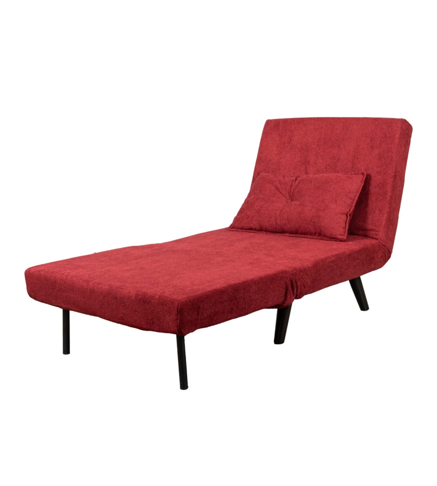 POLTRONA LETTO "QUEEN" IN TESSUTO BURGUNDY, 77x77X85 CM